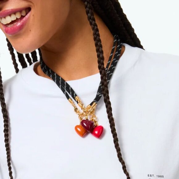 Roxanne Assoulin The Happy Cord Charm Necklace Black/Cream - Picture 2 of 4